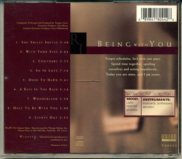 Tommy Greer ‎– Being With You CD VG+/VG+