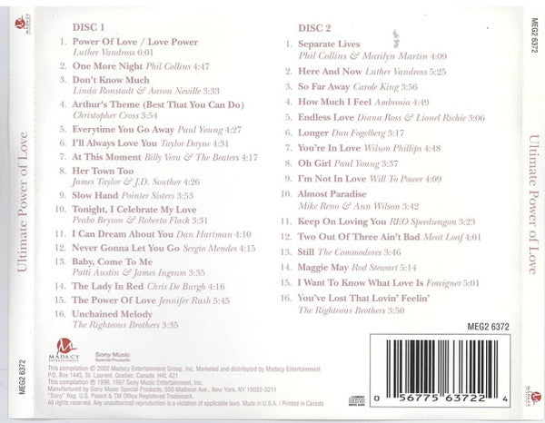 Various – Ultimate Power Of Love 2 x CD NM
