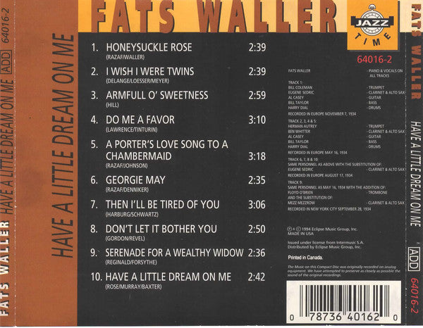 Fats Waller – Have A Little Dream On Me CD VG+/VG+