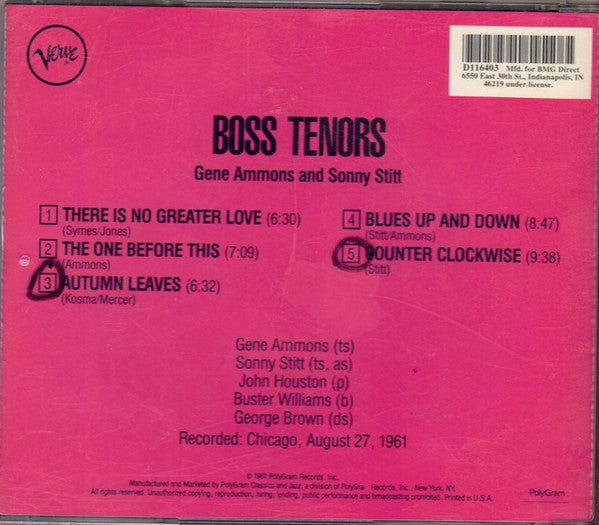 Gene Ammons, Sonny Stitt – Boss Tenors CD VG/VG