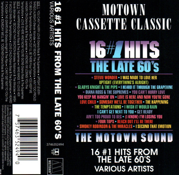 Various ‎– 16 #1 Hits From The Late 60's Cassette