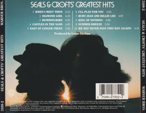 Seals & Crofts ‎– Seals & Crofts' Greatest Hits CD Mint Condition