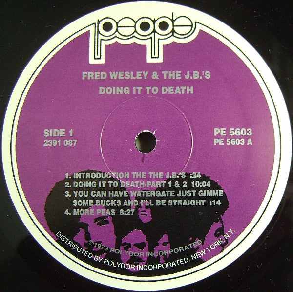 The J.B.'s – Doing It To Death Vinyl LP PE 5603 VG+/VG+