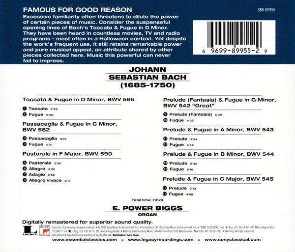 Bach* - E. Power Biggs – Organ Works: Toccata & Fugue • Preludes & Fugues CD VG+/VG+
