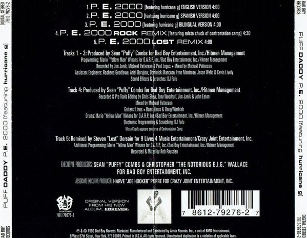 Puff Daddy ‎– P. E. 2000 CD Mint Condition