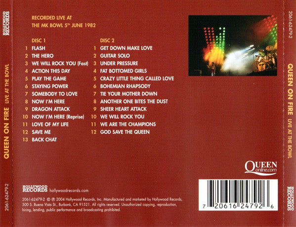 Queen ‎– Queen On Fire (Live At The Bowl) CD (DISC 1 ONLY) VG/VG