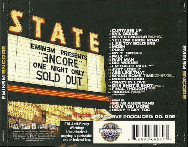 Eminem ‎– Encore 2 x CD Mint Condition