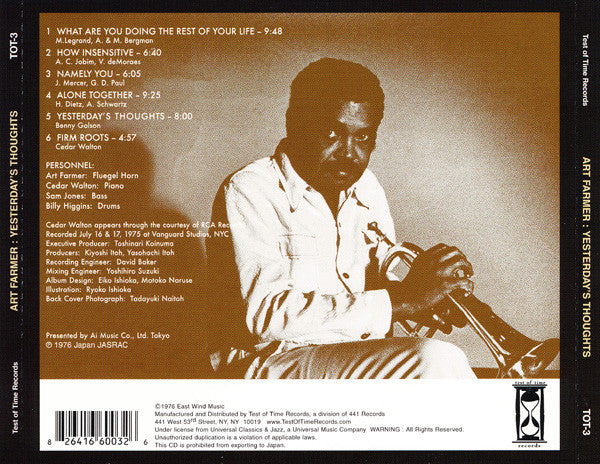 Art Farmer ‎– Yesterday's Thoughts CD VG+/VG+