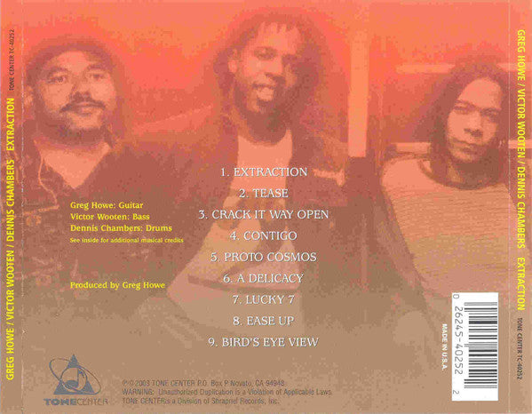 Greg Howe, Victor Wooten, Dennis Chambers – Extraction CD VG+/VG+