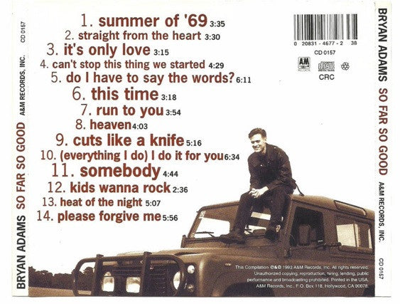 Bryan Adams – So Far So Good CD VG+/VG+