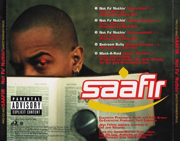 Saafir – Not Fa' Nuthin' CD VG+/VG+