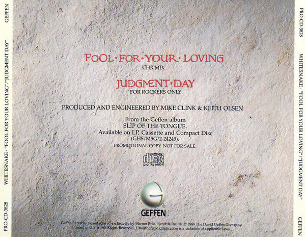 Whitesnake – Fool For Your Loving / Judgment Day CD VG+/VG+