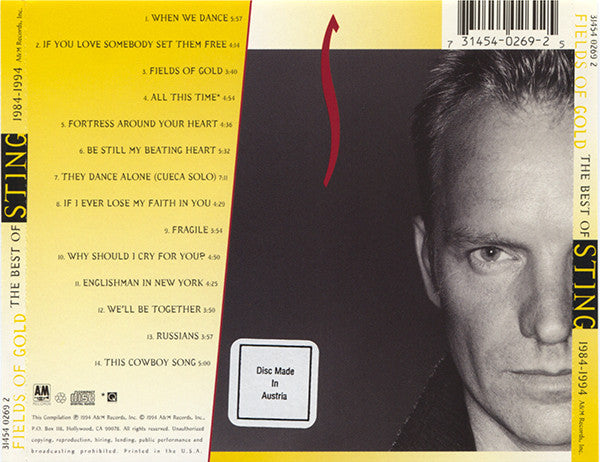 Sting – Fields Of Gold: The Best Of Sting 1984 - 1994 CD VG+/VG+