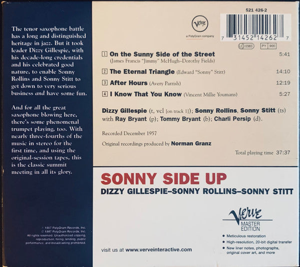 Dizzy Gillespie - Sonny Stitt - Sonny Rollins – Sonny Side Up CD VG+/VG+