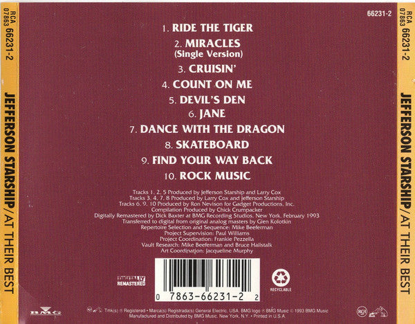 Jefferson Starship – At Their Best CD VG+/VG+