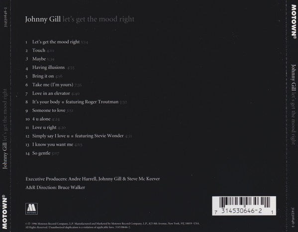 Johnny Gill – Let's Get The Mood Right CD VG+/VG+