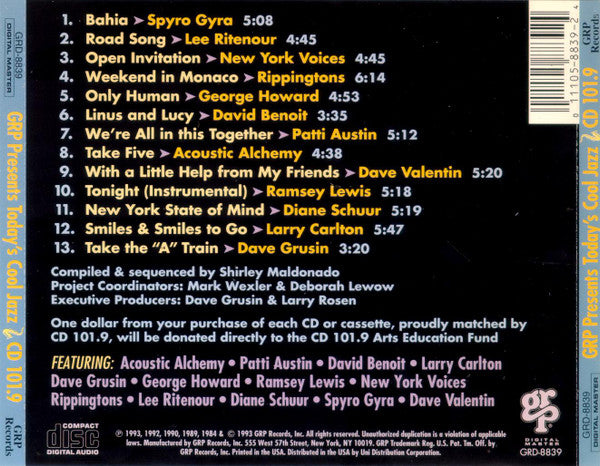 Various – GRP Presents Today's Cool Jazz CD 101.9 CD VG+/VG+