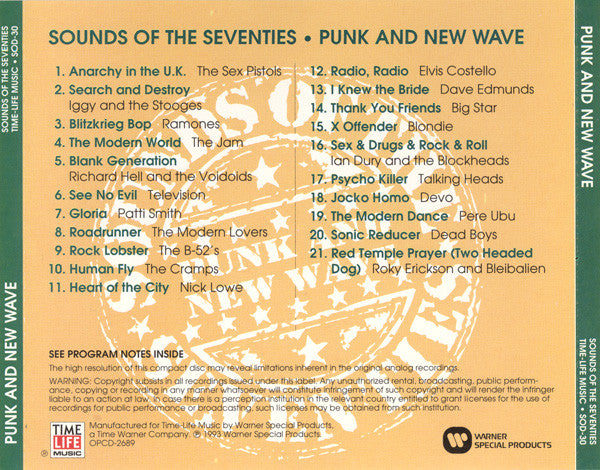 Various – Sounds Of The Seventies - Punk And New Wave CD Mint Condition