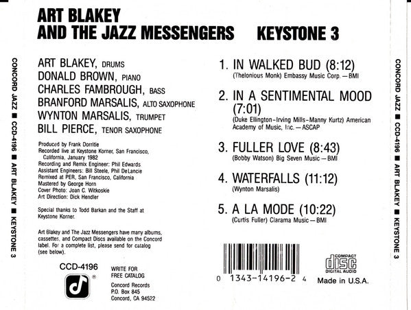 Art Blakey and the Jazz Messengers – Keystone 3 CD Mint Condition
