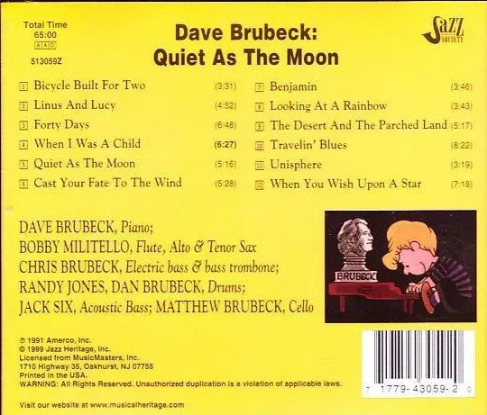 Dave Brubeck – Quiet As The Moon CD VG+/VG+