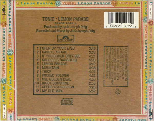 Tonic – Lemon Parade CD VG/VG