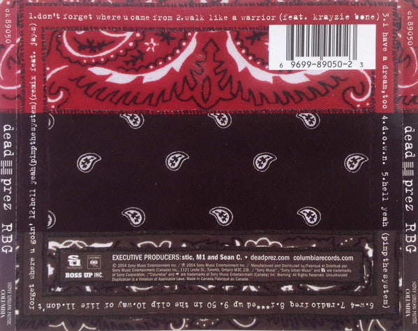 Dead Prez – RBG (Revolutionary But Gangsta) CD Mint Condition