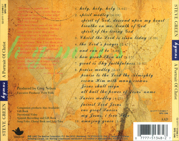 Steve Green ‎– Hymns: A Portrait Of Christ CD VG+/VG+