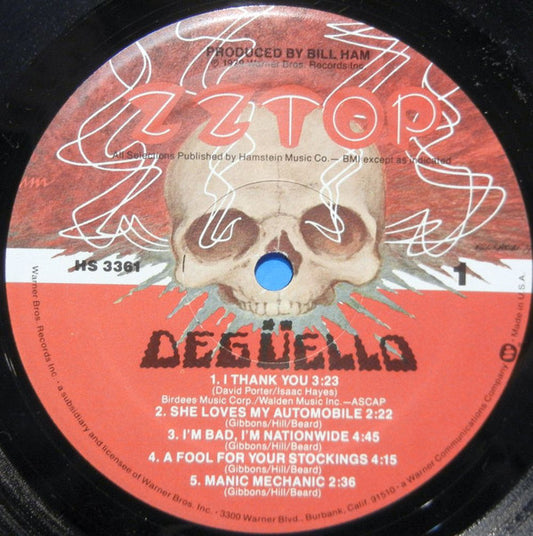 ZZ Top ‎– Degüello Vinyl LP VG+/VG+