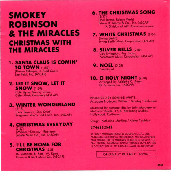 Smokey Robinson & The Miracles* – Christmas With The Miracles CD Mint Condition