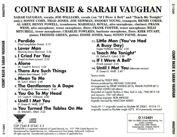 Count Basie | Sarah Vaughan – Count Basie & Sarah Vaughan CD VG+/VG+