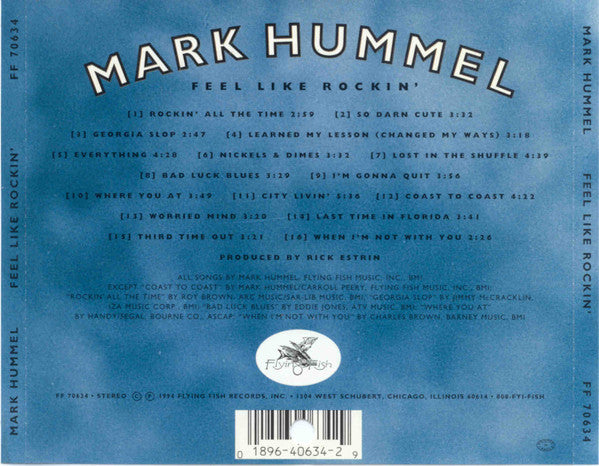 Mark Hummel – Feel Like Rockin' CD VG+/VG+