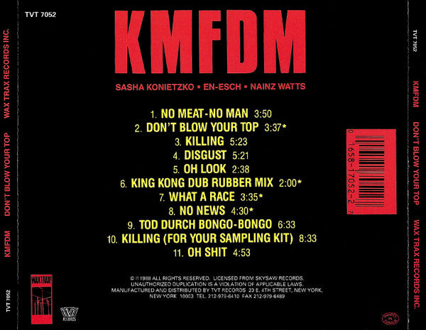 KMFDM – Don't Blow Your Top CD VG+/VG+