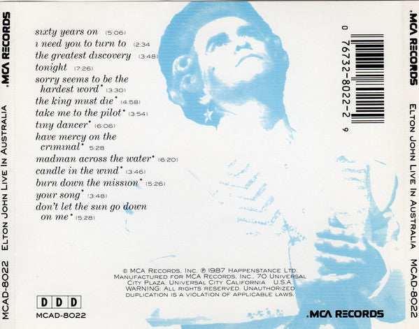 Elton John With The Melbourne Symphony Orchestra* – Live In Australia CD VG+/VG+