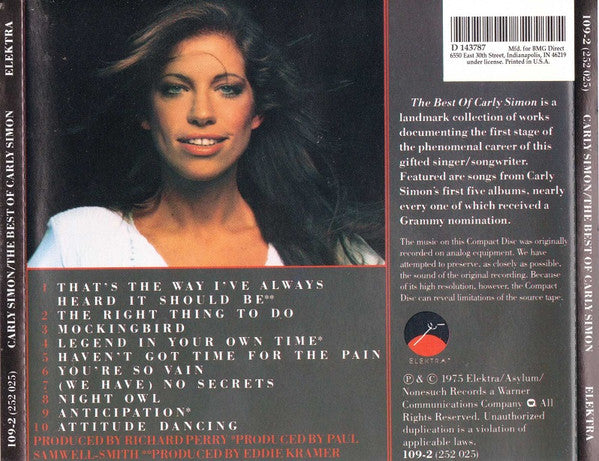 Carly Simon – The Best Of Carly Simon CD VG+/VG+