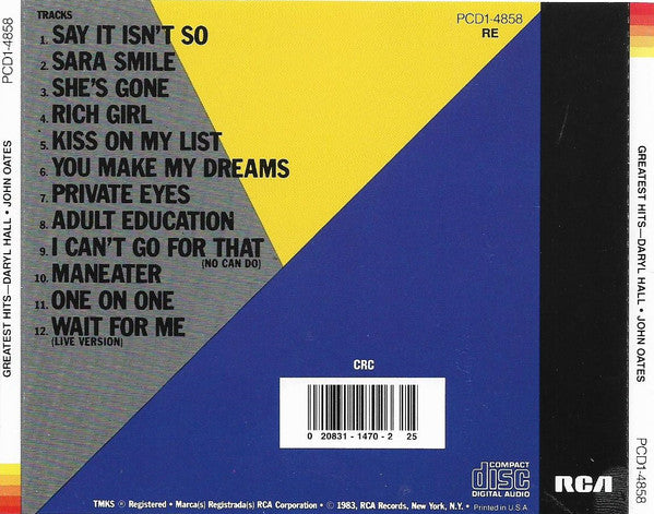 Daryl Hall & John Oates ‎– Greatest Hits (Rock 'N Soul Part 1) CD