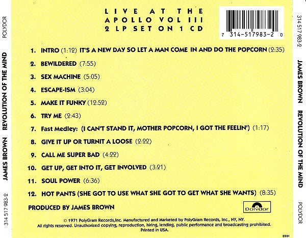James Brown ‎– Revolution Of The Mind CD